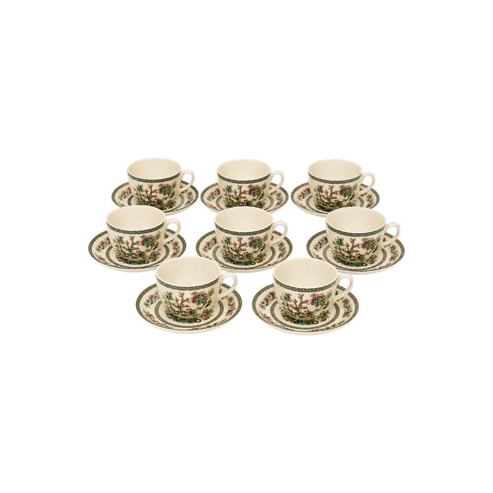 Johnson Brothers Indian Tree Cups & Saucers Set of 8 Vintage England 16 Pc